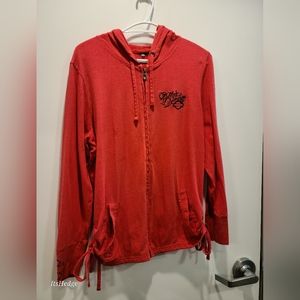 Authentic Harley Davidson Women's Feminine Red Zipper Hoodie Sweater